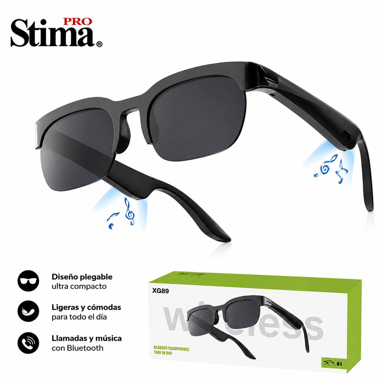 Gafas Inteligentes Bluetooth XG89 – Música y Llamadas sin Auriculares